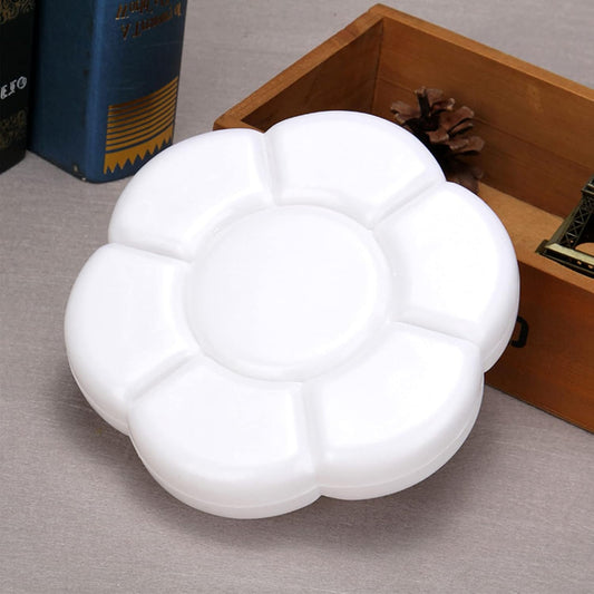 2 Pcs Plastic Paint Palette Tray with 7 Wells, 6 Inch Round Watercolor Painting Tray for Gouache, Oil, Art Supplies