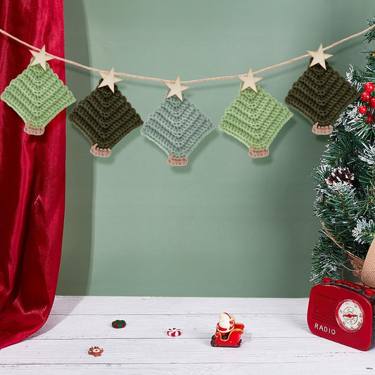 Crochet Banner Wreath Beginner Christmas Ornament Kit - Tree Wreath Starter Supplies DIY Craft Kit for Adults with Step-by-Step Video Tutorial