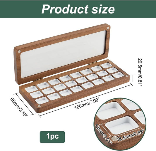 Empty Watercolor Paint Palette, 24 Grids Wooden Color Mixing Tray with Lid Travel Water Color Box Durable Case for Painters Students Adult Studio Home, Camel