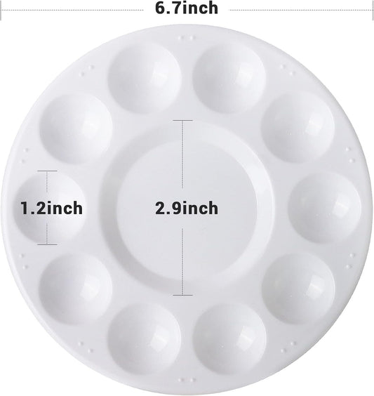 6 Pack Paint Tray Palettes, Round, White | Plastic Paint Pallet for Kids Art Painting Palette for Painting or DIY Craft Class