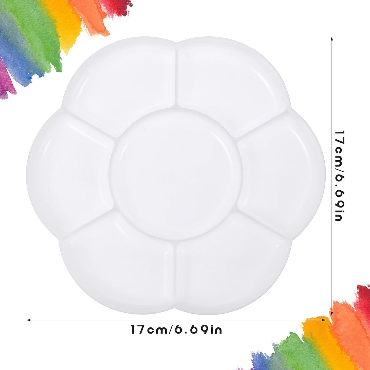 2pcs Paint Tray Palette Plastic 7-Well Watercolor Palette Flower White Painting Tray for Watercolor Create DIY Craft Professional Art Painting Acrylic Painting Gouache