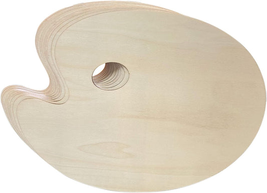 12 Pack Unfinished Wood Palette 12 x 9 inch Wooden Oval Painting Palette for Crafts