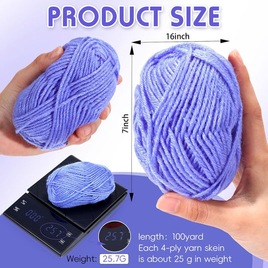 24 Strings of Acrylic Yarn - 24 x 25 Grams, 2400 Yard Crochet Yarn Kit for Crochet and Knitting Craft Projects, Assorted Starter Kit for Adults and Kids (Green Shades)