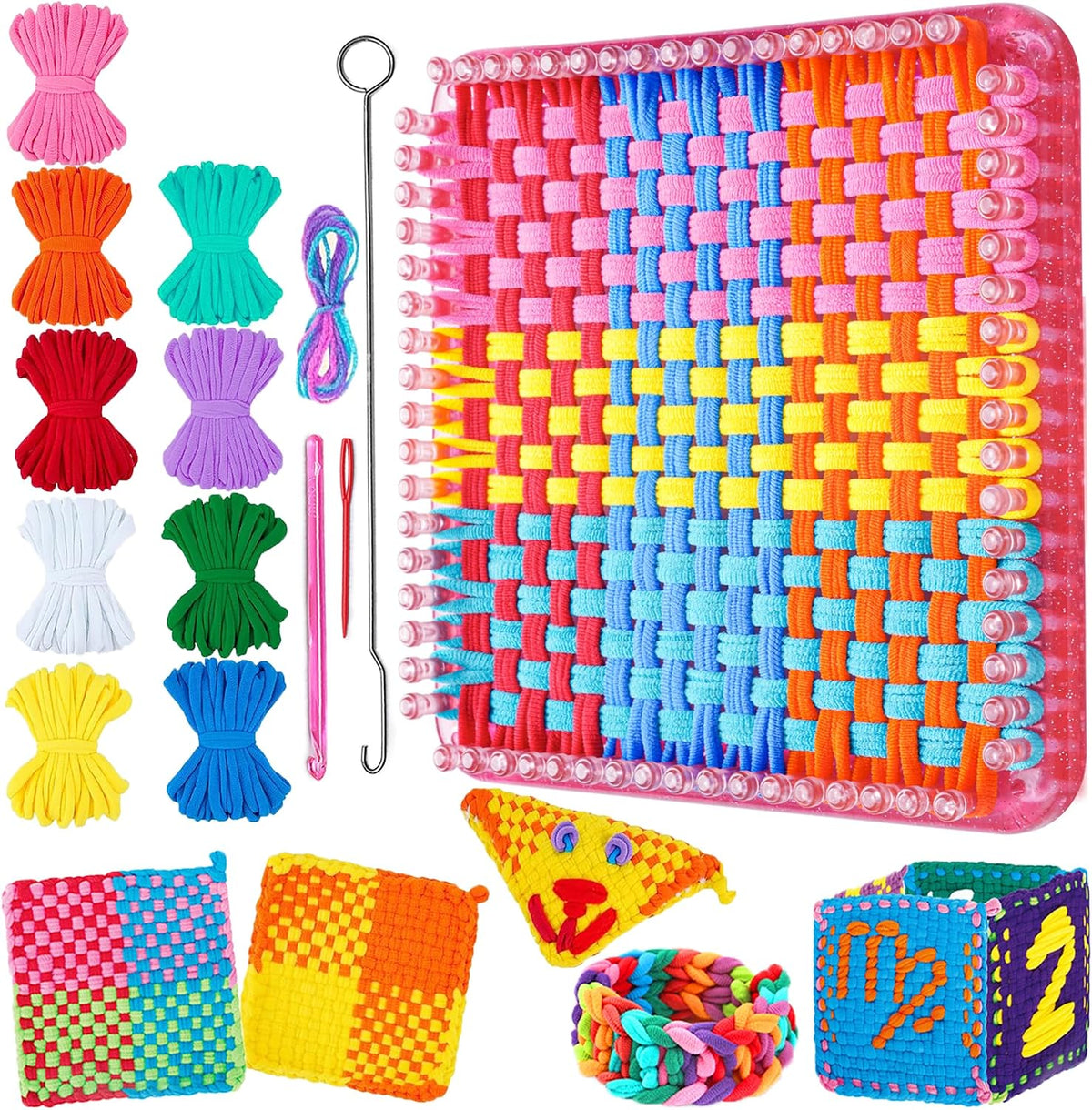 Upgraded Loom Kit Toy for Kids and Adults, DIY Arts and Crafts, Easy Potholder Loom Knitting Activity for Beginners, Ideal Gift for Girls Age 5 6 7 8-12 13 Years Old, 252 Craft Rings