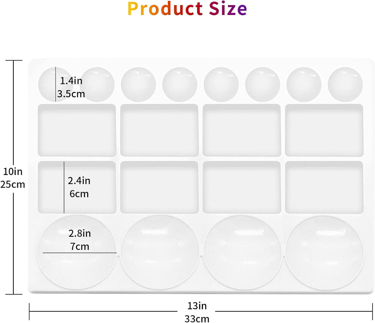 20 Well Watercolor Paint Tray Palette Pallet Acrylic Painting Mixing Plastic Artist Large Square Palette, 13 x 10 Inches, White, 1PCS