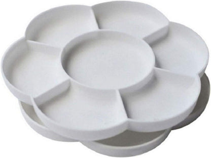 2 Pcs Plastic Paint Palette Tray with 7 Wells, 6 Inch Round Watercolor Painting Tray for Gouache, Oil, Art Supplies