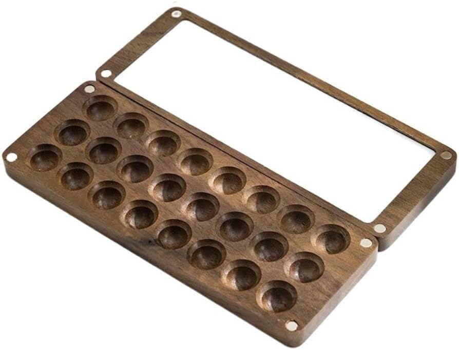 Portable Palette, 24 Grids Wooden Mini for Watercolor Painting, Wood Handmade Watercolor Paint Box Empty Box, Painting Tray, Painting Tray,Paint Palette, Magnetic Palette Box
