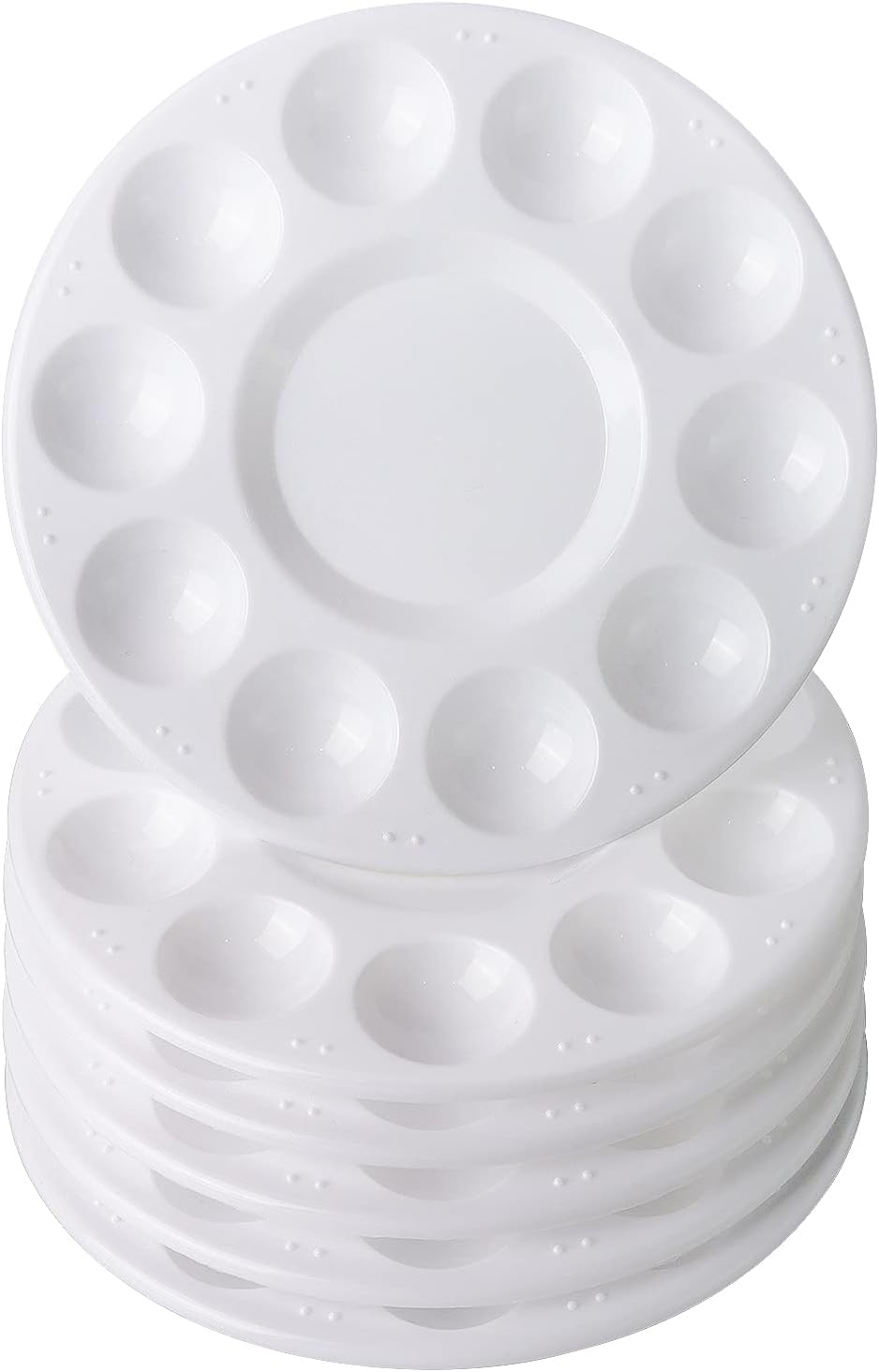 6 Pack Paint Tray Palettes, Round, White | Plastic Paint Pallet for Kids Art Painting Palette for Painting or DIY Craft Class