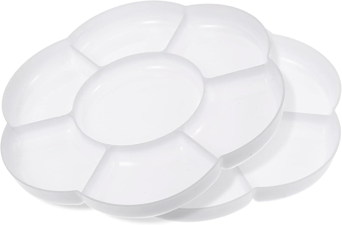 2pcs Paint Tray Palette Plastic 7-Well Watercolor Palette Flower White Painting Tray for Watercolor Create DIY Craft Professional Art Painting Acrylic Painting Gouache