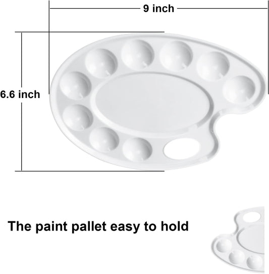 4Pack Paint Tray Palettes with Thumb Hole for Kids | Plastic Paint Pallets for Students to Craft DIY Painting or Have a Birthday Painting Party