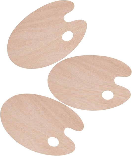Wooden Paint Palette for Oil Painting, 3 PCS Oval Paint Tray Palettes for Acrylic Paint, Watercolor Paint Palette for Artist, Art Palette