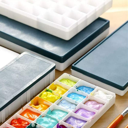 24 Paint Palette Plastic Paint Holder Watercolor Acrylic Paint Storage Travel Palette Tray with Rubber Lid for Artists Students Kids