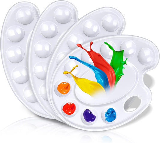 4Pack Paint Tray Palettes with Thumb Hole for Kids | Plastic Paint Pallets for Students to Craft DIY Painting or Have a Birthday Painting Party