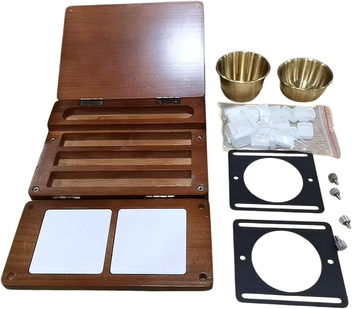 Artist Watercolor Paint Tray 24 Well Foldable Wooden Paint Palette for Artists Students Travel Outdoor Painting Space Saving Box