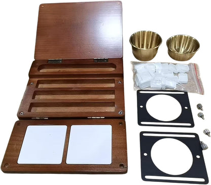 Artist Watercolor Paint Tray 24 Well Foldable Wooden Paint Palette for Artists Students Travel Outdoor Painting Space Saving Box