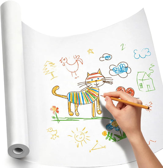 Craft Paper Roll 15" x 450" Kraft Paper White Easel Paper Roll for Moving Gift Wrapping Art Bulletin Board Paper Floor Covering Bouquet Flower Packing Painting Drawing Poster Chart Paper