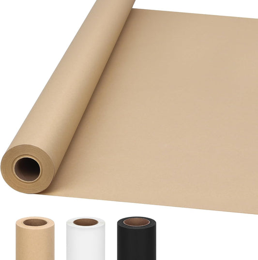 36" x 1,200"(100') Brown Kraft Paper Roll Banner Paper Craft Paper | 70GSM 50LB Wrapping Paper for Bulletin Board, Gift Packing, Art Table Covering, Flower Bouquet Packing, Moving, Shipping