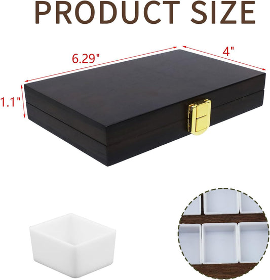 Wooden Watercolor Paint Palette | 36 Grids 2ml Detachable Half Pans Grids for Acrylic Gouache Painting Amateur, 4" x 6", Dark Walnut, Country Style