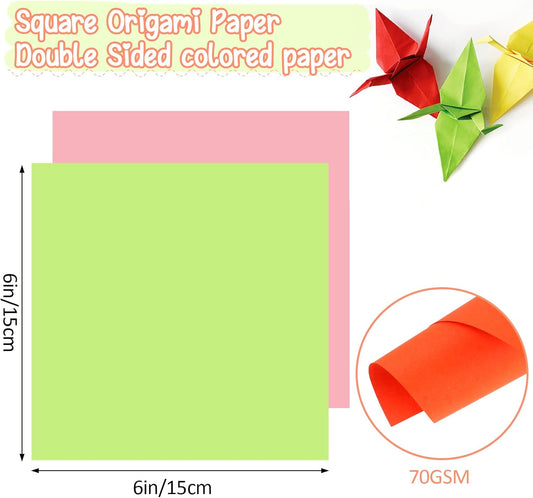 300 Sheets 6" Square Origami Paper, 20 Colors Origami Paper 6x6, Double Sided Color Origami Papers for Beginner, OrigamiPaper for Arts and Crafts