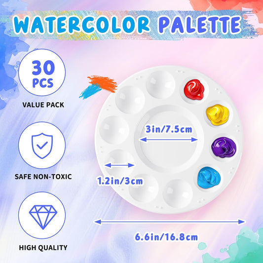 30PCS Paint Tray Palettes, Plastic Paint Pallets for Kids, Watercolor Palette Painting Tray for Art Painting