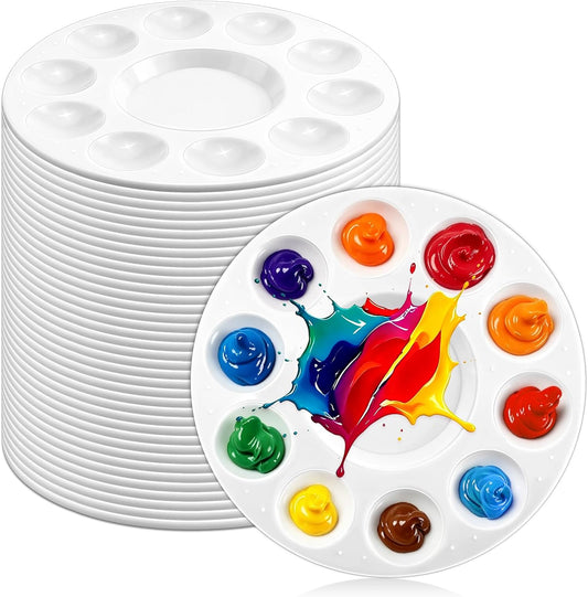 40Pcs Paint Tray Palettes, Art Plastic Paint Trays Watercolor Palette for Kids Painting Craft DIY School Project, Art Class, White Paint Holder, Paint Supplies