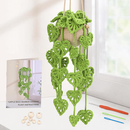 Beginner Crochet Kit Crochet Starter Kit with Step-by-Step Video Tutorial, Hanging Potted Knitting Starter Kit for Beginner Decor, Plant Collection (40%+ Yarn)