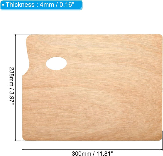 9"x12" Wooden Paint Palette, 2 Pack Wood Painting Palette Color Mixing Square Paint Tray Palette with Thumb Hole for Oil Watercolor Artist, Wood Color