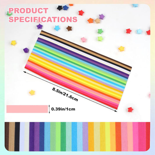 2060 Sheets Origami Paper, 27 Assortment Colors Double Sided Star Paper Strips, 8.5 x 0.4 Inch Lucky Origami Star Paper Strips for DIY Hand Art Crafts