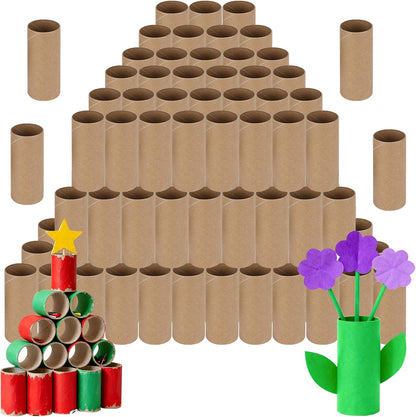 100 pack toilet paper rolls for crafts Round Thick cardboard tubes empty paper towel rolls for crafts Arts 3.7inch x 1.55inch (Brown-100pc)