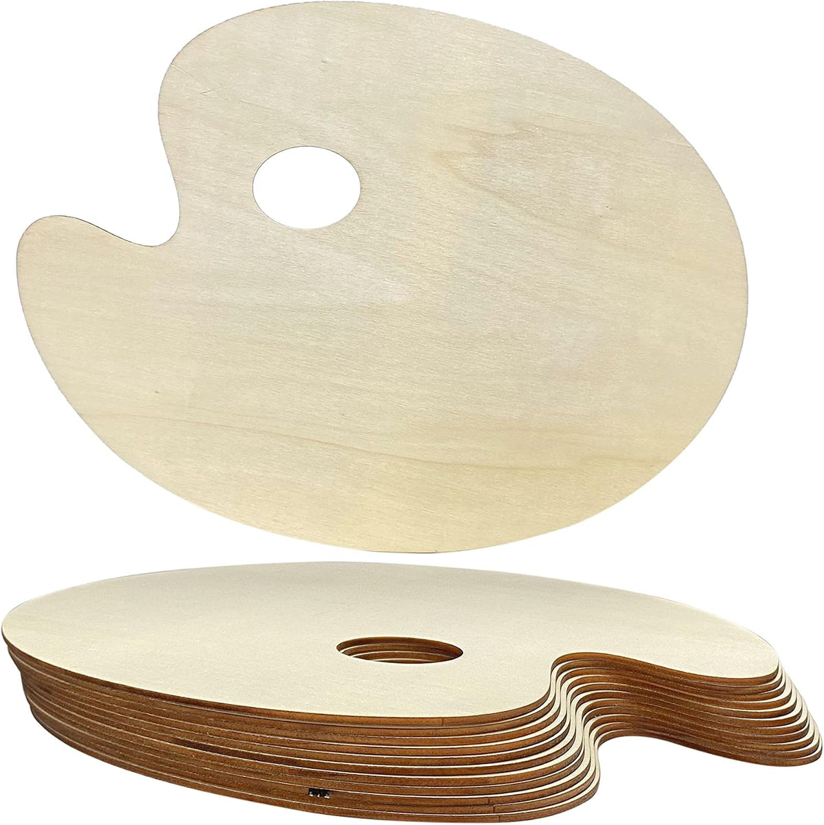 12 Pack Unfinished Wood Palette 12 x 9 inch Wooden Oval Painting Palette for Crafts