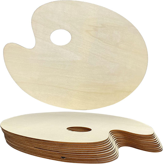 12 Pack Unfinished Wood Palette 12 x 9 inch Wooden Oval Painting Palette for Crafts