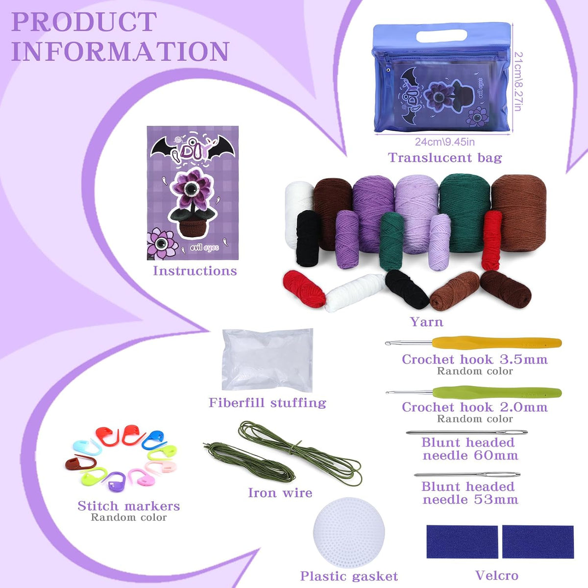 Beginner Crochet Kit, Complete Crochet Kit for Beginners Adult Crochet Starter Kit with Step-by-Step Video Holiday Ornament Tutorial Crochet Animal Kit for DIY Craft Supplies