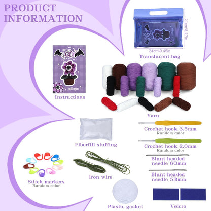 Beginner Crochet Kit, Complete Crochet Kit for Beginners Adult Crochet Starter Kit with Step-by-Step Video Holiday Ornament Tutorial Crochet Animal Kit for DIY Craft Supplies