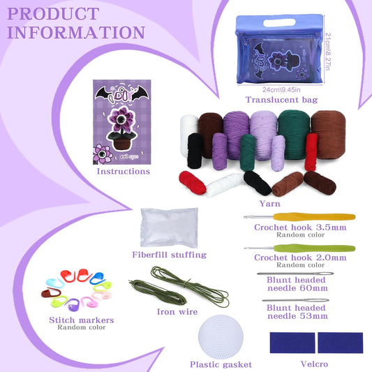 Beginner Crochet Kit, Complete Crochet Kit for Beginners Adult Crochet Starter Kit with Step-by-Step Video Holiday Ornament Tutorial Crochet Animal Kit for DIY Craft Supplies