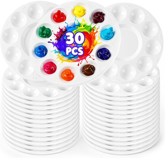 30PCS Paint Tray Palettes, Plastic Paint Pallets for Kids, Watercolor Palette Painting Tray for Art Painting