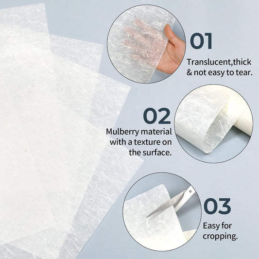 50/100 Sheets  A4 Mulberry Paper Sheets Natural Fiber Rice Papers,8.3x11.7in Natural Decoupage Tissue Paper for Writing Painting, Decorative &Card Making Papers DIY Craft
