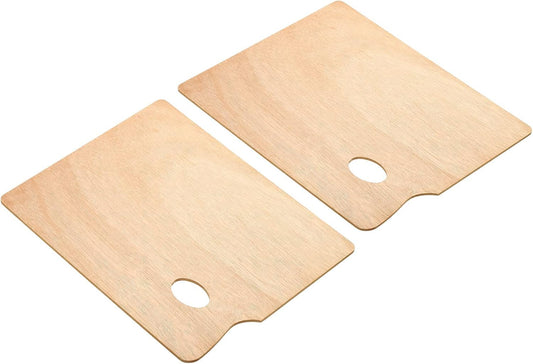 9"x12" Wooden Paint Palette, 2 Pack Wood Painting Palette Color Mixing Square Paint Tray Palette with Thumb Hole for Oil Watercolor Artist, Wood Color
