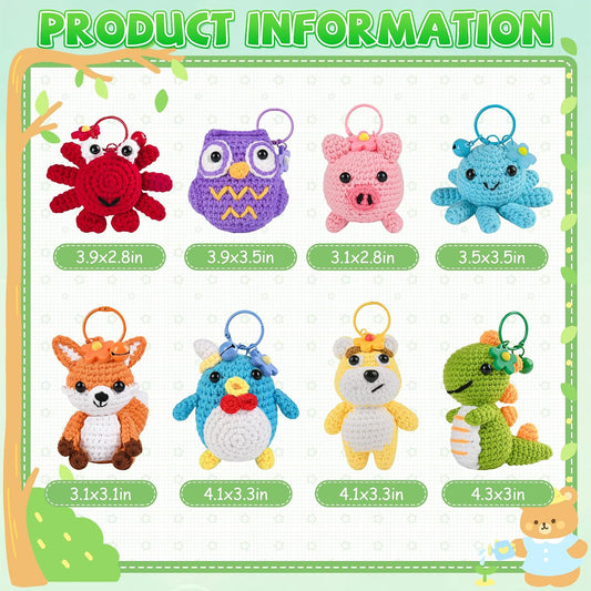 8 Piece Beginner Crochet Kit, Great Christmas Gift for Crochet Lovers in 2026, DIY Crafts for Adults and Kids, Crochet Animal Kit with Step-by-Step Video, Yarn, Crochet Hook, Birthday Holiday Gift
