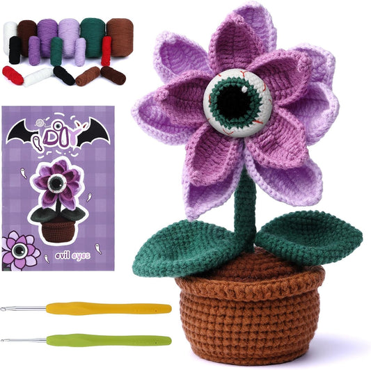 Beginner Crochet Kit, Complete Crochet Kit for Beginners Adult Crochet Starter Kit with Step-by-Step Video Holiday Ornament Tutorial Crochet Animal Kit for DIY Craft Supplies