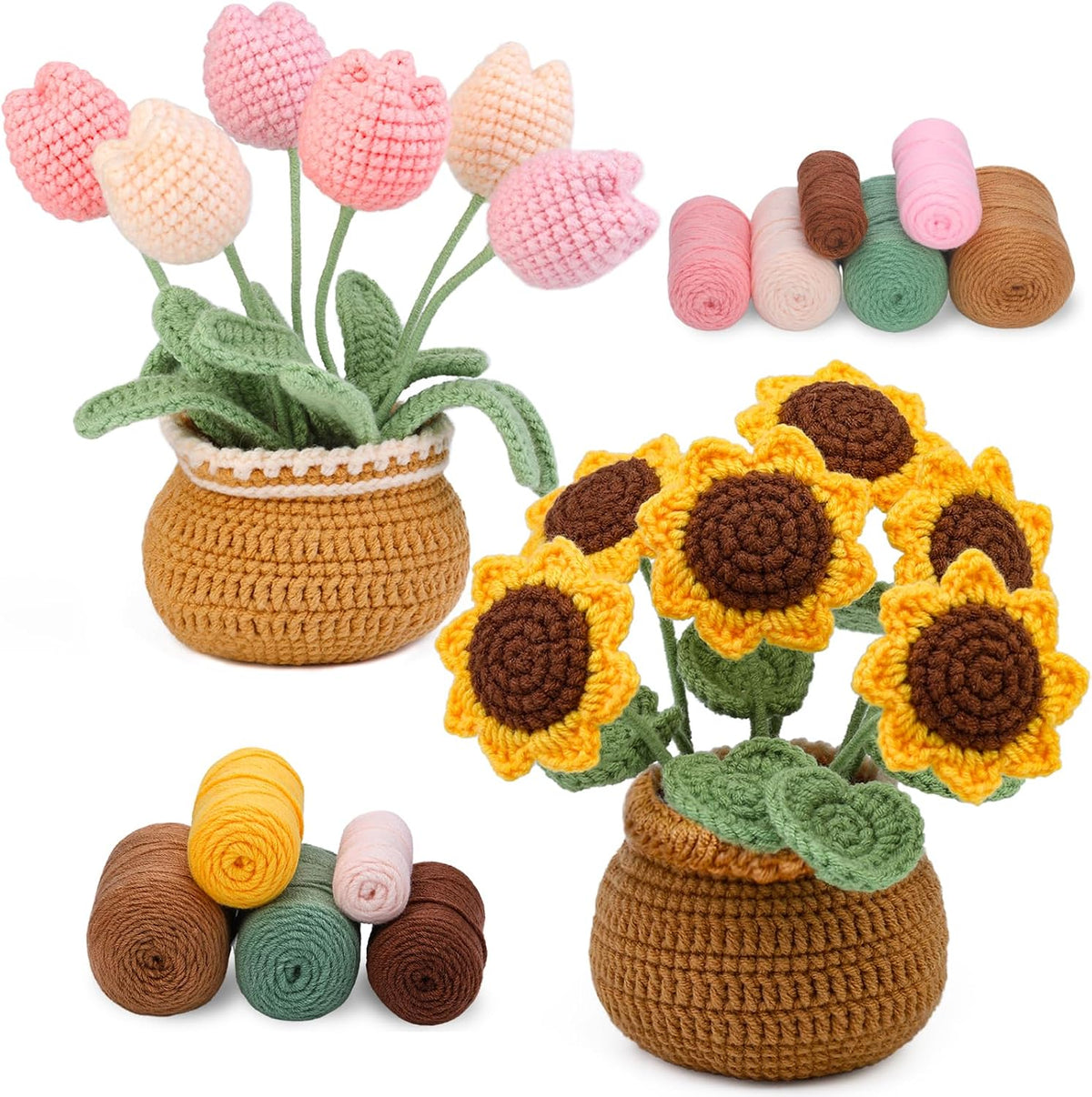 Combination Crochet Kit, Beginner Knitting Kit, Crochet Starter Kit for Beginner Adults with Step-by-Step Video Tutorial