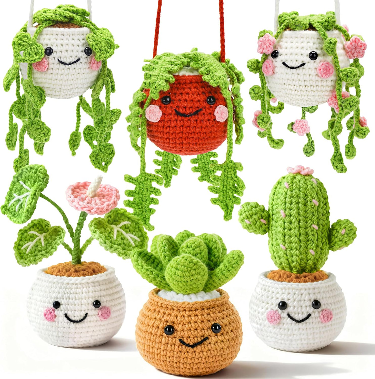 Crochet Beginner Kit Adult Crochet Starter Kit with Step-by-Step Video  Kit, 6 Pieces Fake Hanging Potted Plants for Home, DIY Craft Gifts for Crochet Lover Mom Teacher